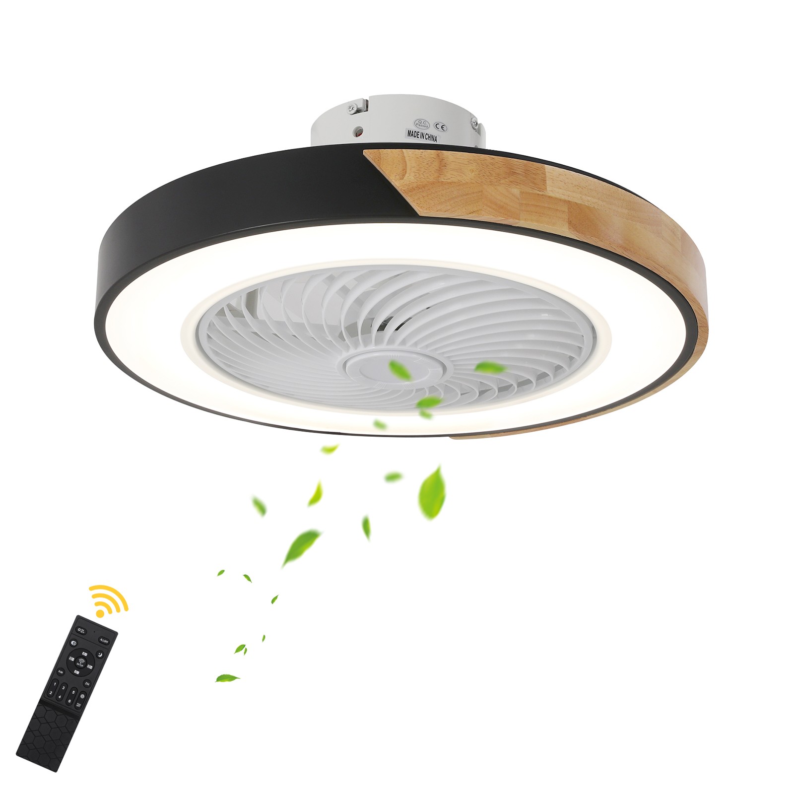 21.6" Modern Led Ceiling Fan Lights Flush Mount Light Kit With Remote Control