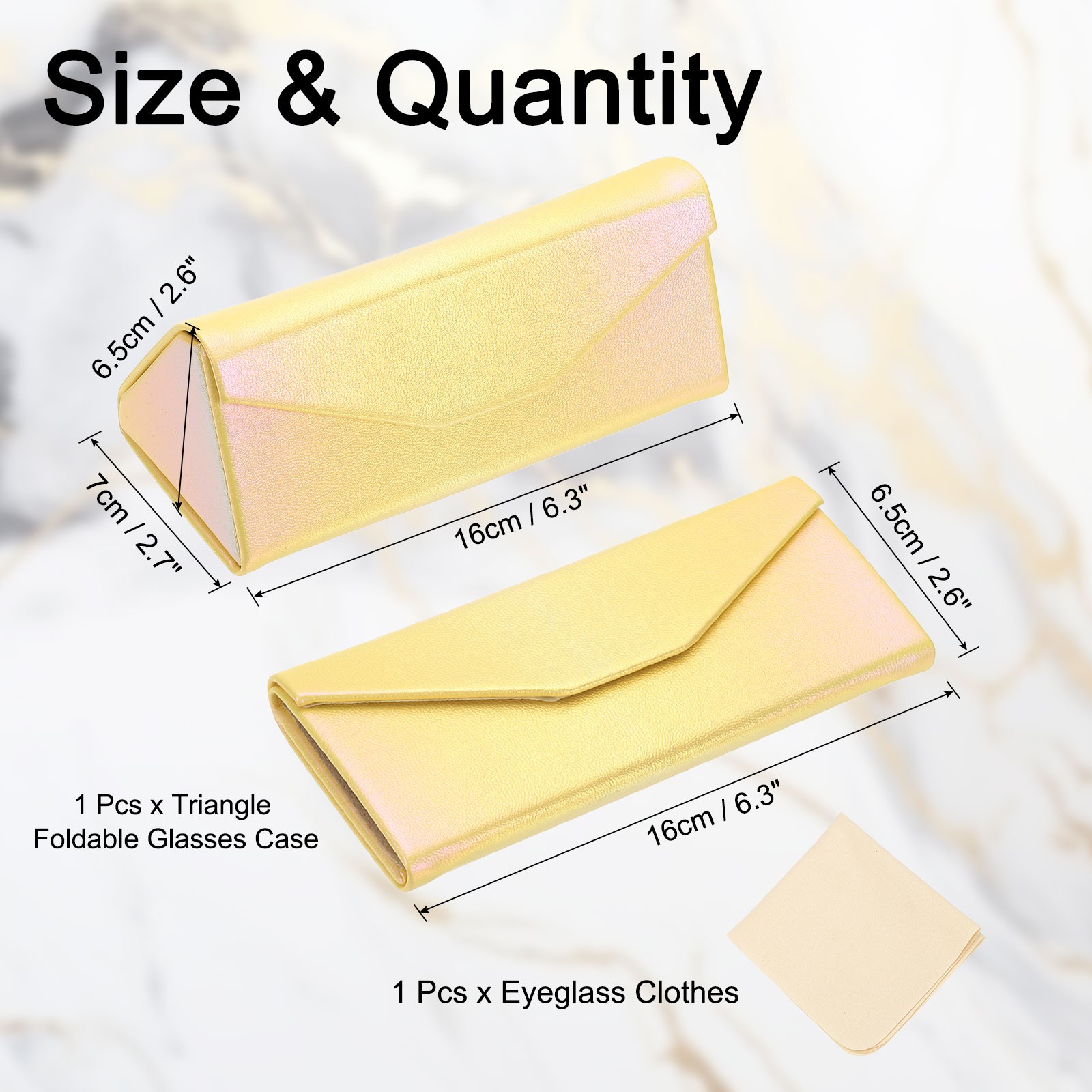 Foldable Glasses Case, Triangle Eyeglasses Case, Gradient Yellow