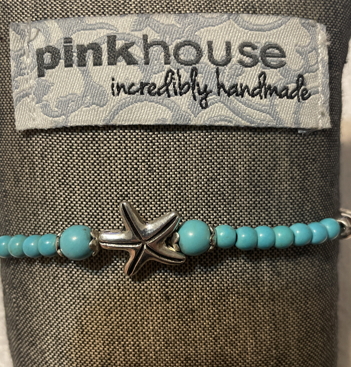 Pink House Incredibly Handmade Bracelet Turquoise With Silver Starfish