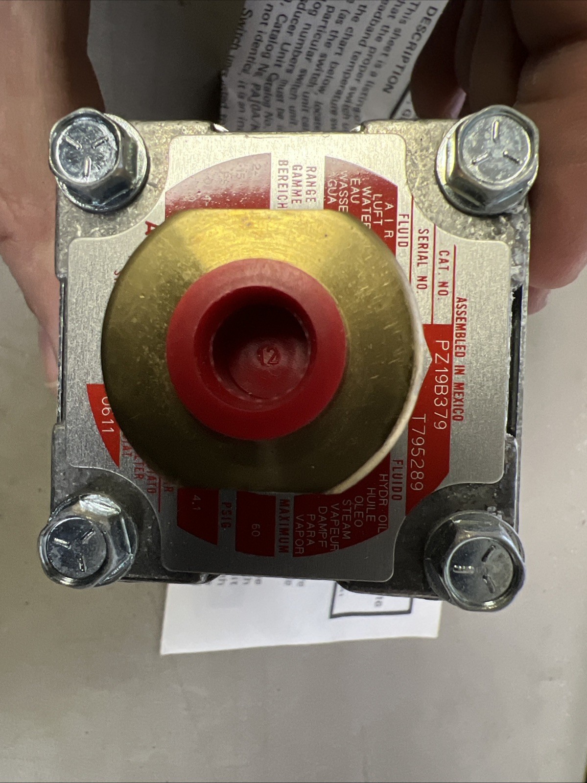 Asco PZ19B379 Tri-Point Pressure Switch