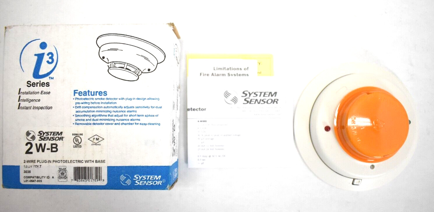 System Sensor 2W-B  i3 Series Photoelectric Smoke Detector Plug-In w Base
