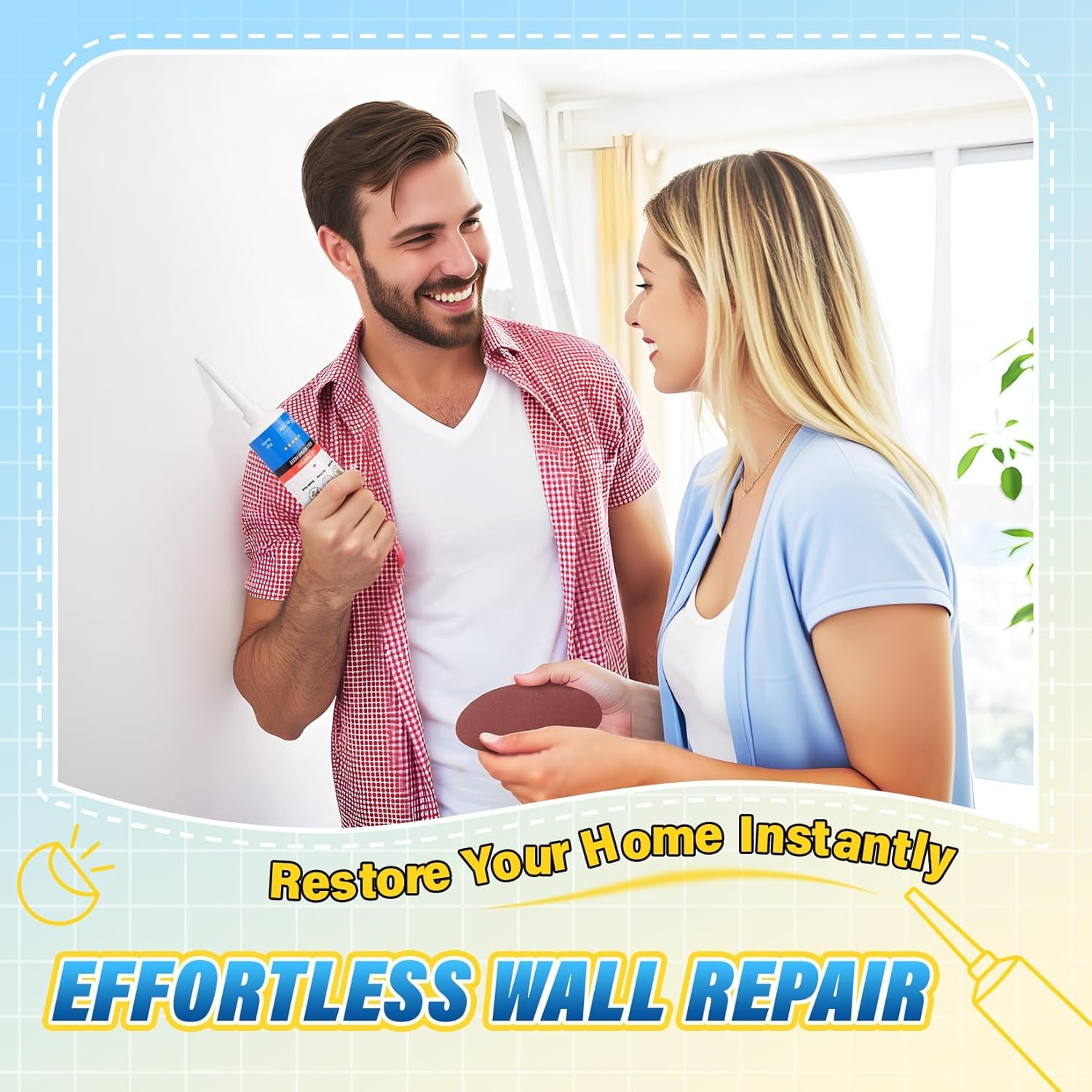 Drywall Repair Kit Fast Drying – 9 Pack Wall Mending Agent Spackle Hole Patch
