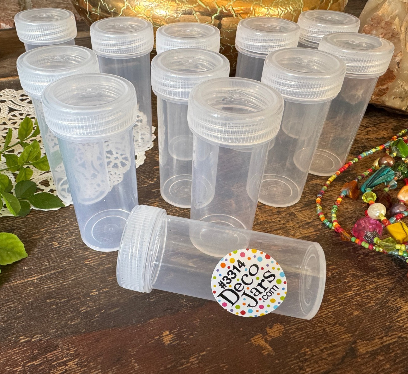 20 JARS Clear Plastic Container Caps Lids 1 ounce 30ml 3314 DecoJars EZ pour NEW
