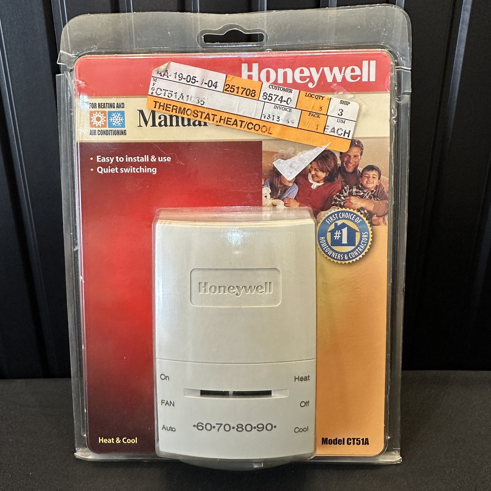 Honeywell CT51A Manual Thermostat Heat Cool Non-Programmable Mechanical New