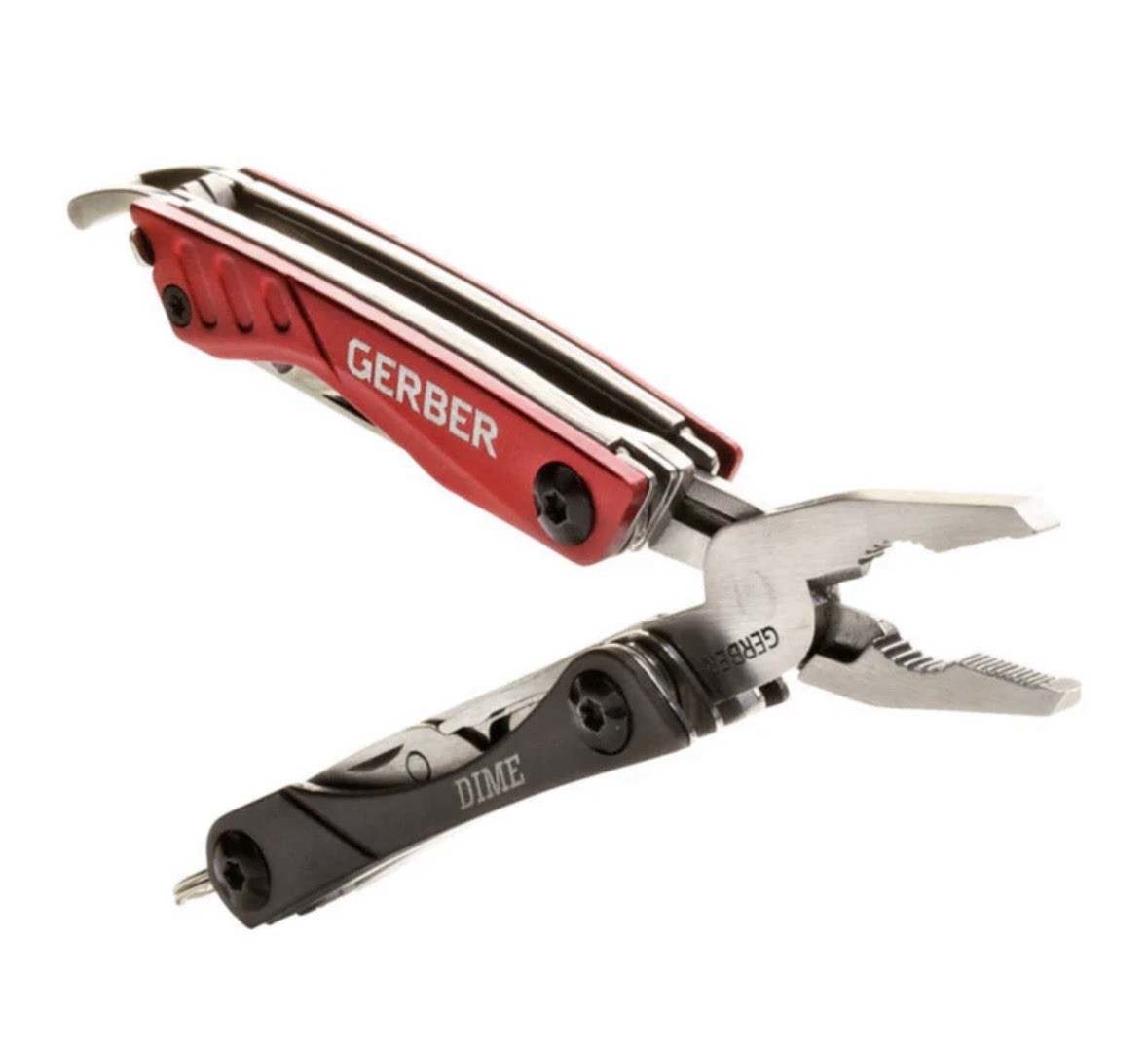 Gerber Dime Multi-Tool Red/Black - Folding Pliers, Scissors, Bottle Opener