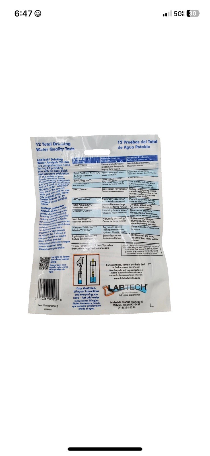 LabTech H2O OK Plus Complete Water Analysis Testing Kit 0150 LT5015 New