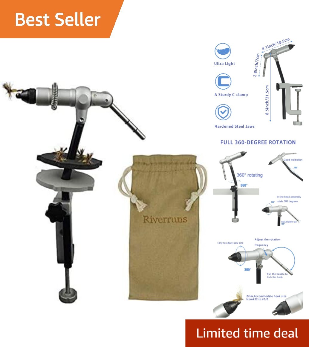 Aventik Rotary Fly Tying Vise Aluminum Steel Compact Travel Fly Tying Tool