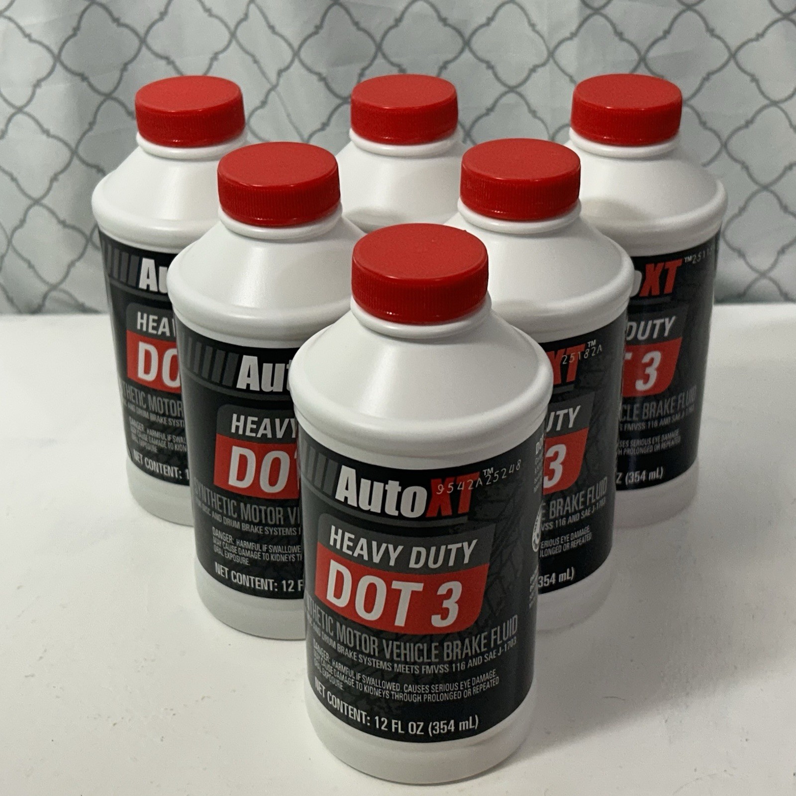 6 PACK Synthetic Brake Fluid DOT 3 Heavy Duty (12 fl. oz each) Auto XT Made USA