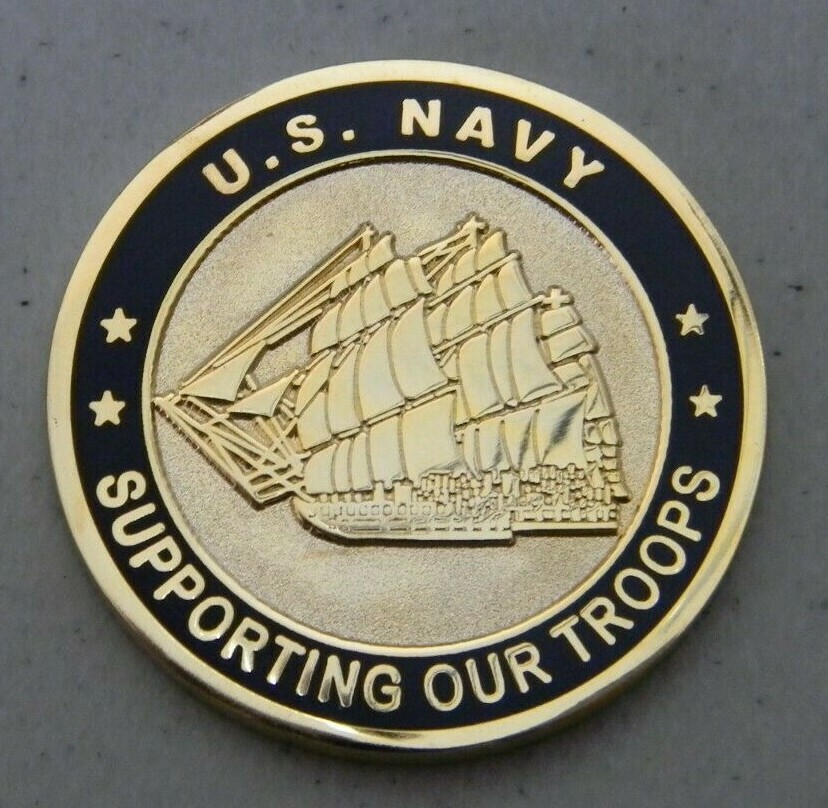 US NAVY SUPPORTING OUR TROOPS UNITED WE STAND COIN UNITED STATES NEW 1.5"