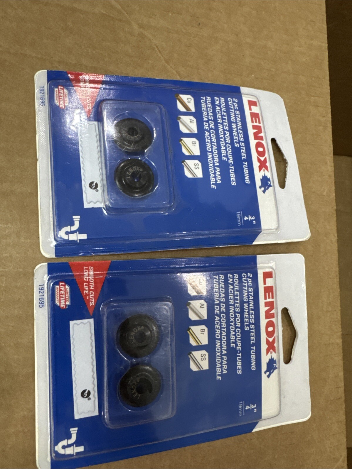 Lot Of 2x Lenox 2 pc Stainless Steel Tubing Cutter Wheels 3/4" 19mm 1921695 NEW