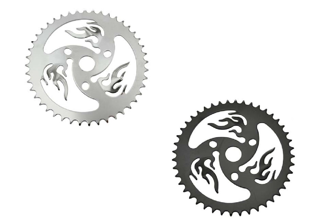 BMX Bike Chainring Sprocket Fire 44T X 1/2" X 1/8" Chrome or Black Cruiser Bike