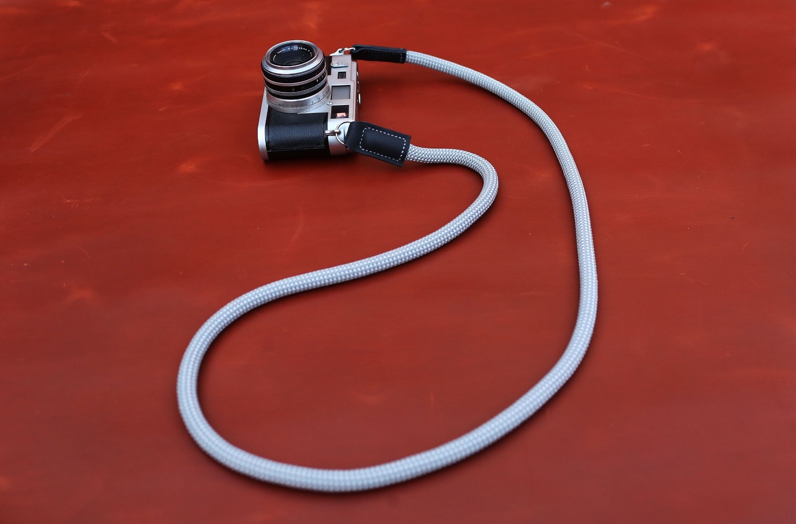 Spotted Climbing Rope Camera Strap | Crimson & Ash Grey