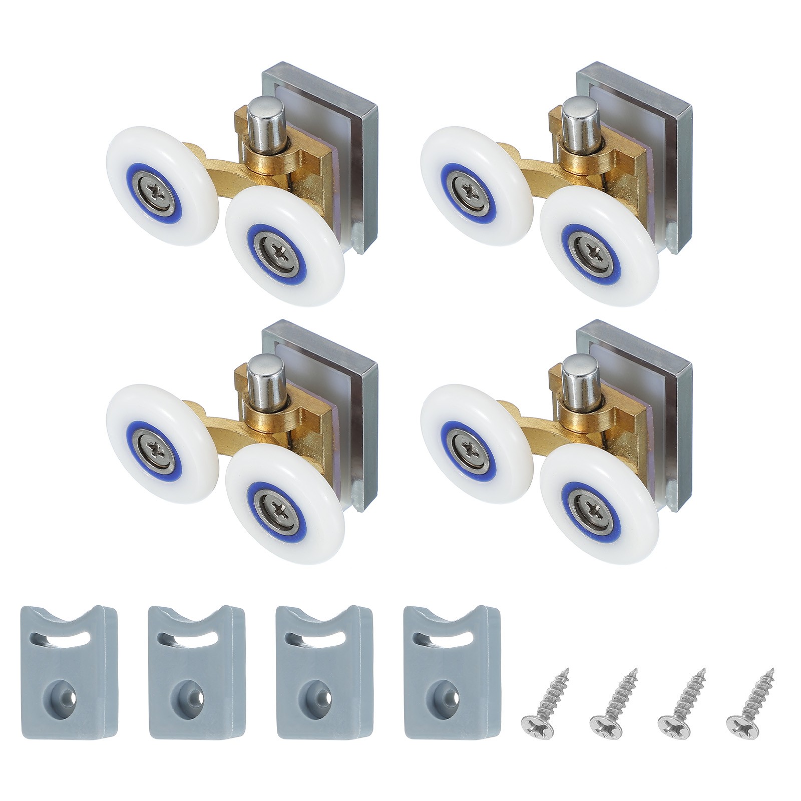 4 Pcs 26mm Double Shower Door Rollers Copper Bottom Wheels Copper Tone