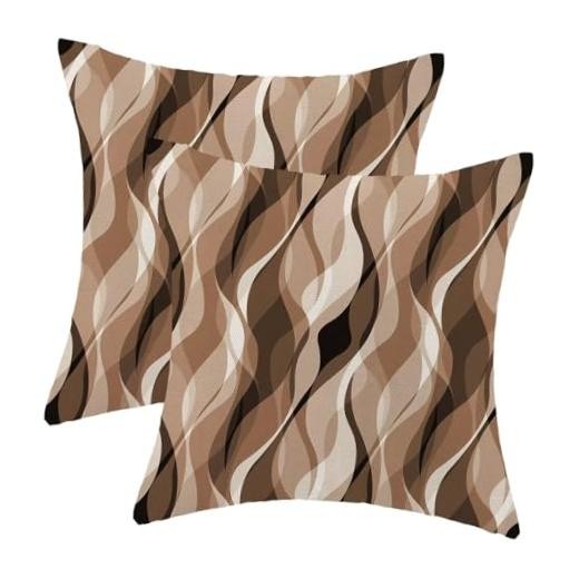 Abstract Brown Stripe Pillow Covers 18x18 Inch Set of 18" x 18" (Pack of 2) Z1