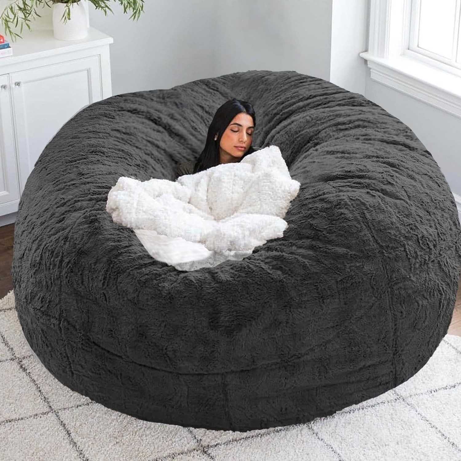 Bean Bag Chair for Adults Without Filler Soft Cover for Stuffed Animal
