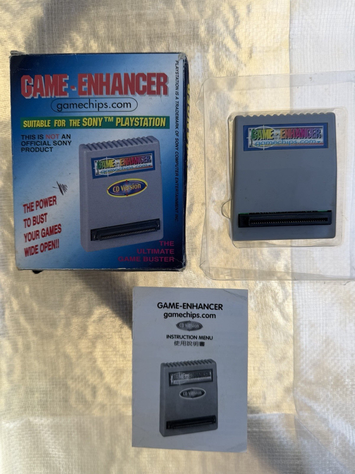 Vintage PS1 Game-Enhancer Cheat Cartridge CIB Boxed PlayStation Parallel Port
