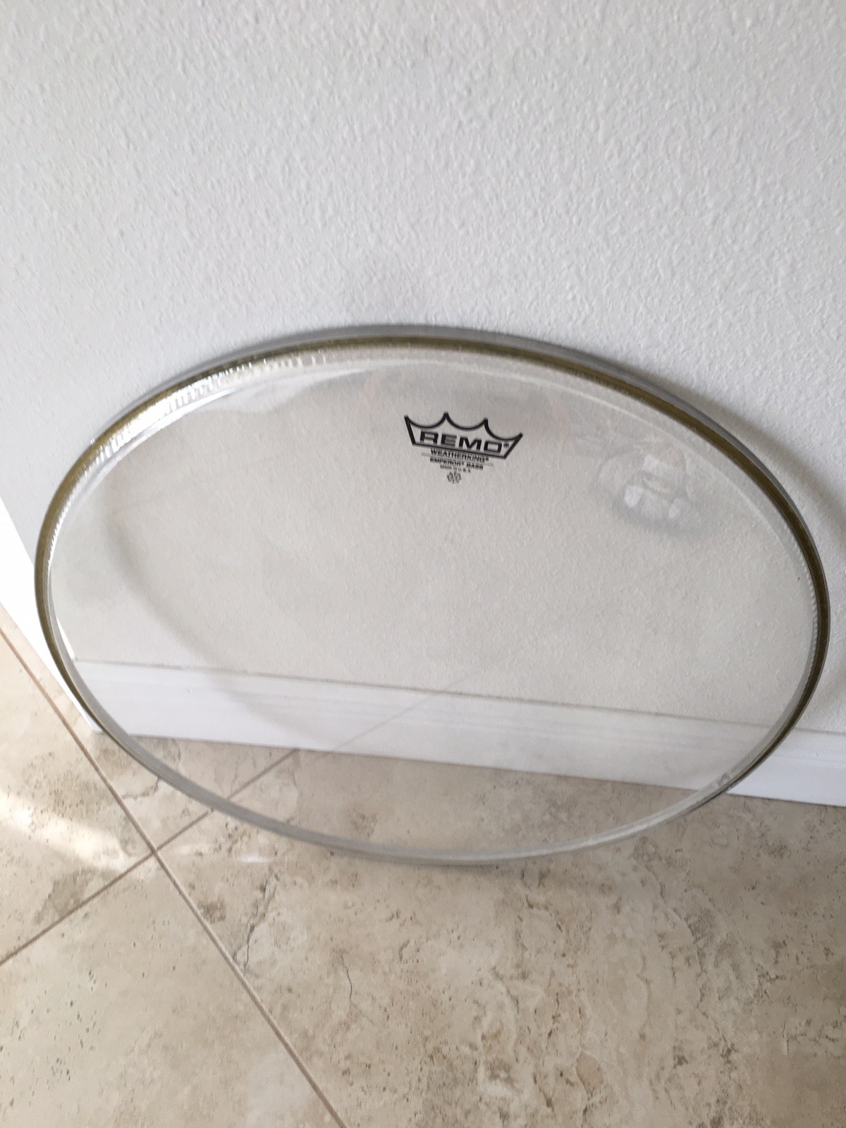 REMO WEATHER KING EMPEROR CLEAR  22" BASS DRUM BATTER HEAD MADE IN USA VERY GOOD
