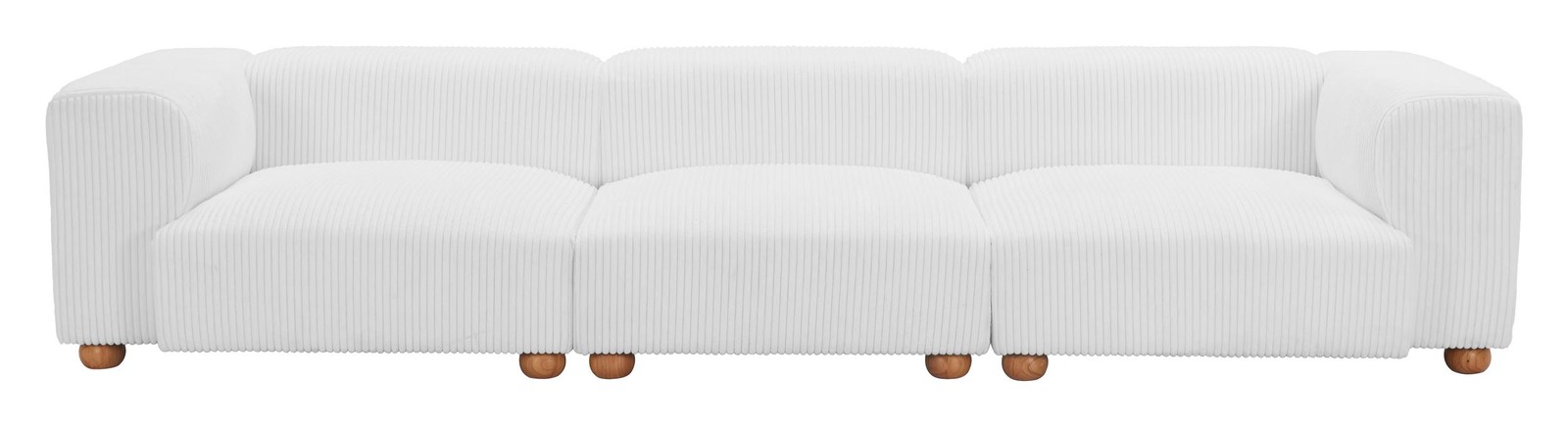 ZUO Tayte Lush Cord Style Fabric Upholstered Sofa in White