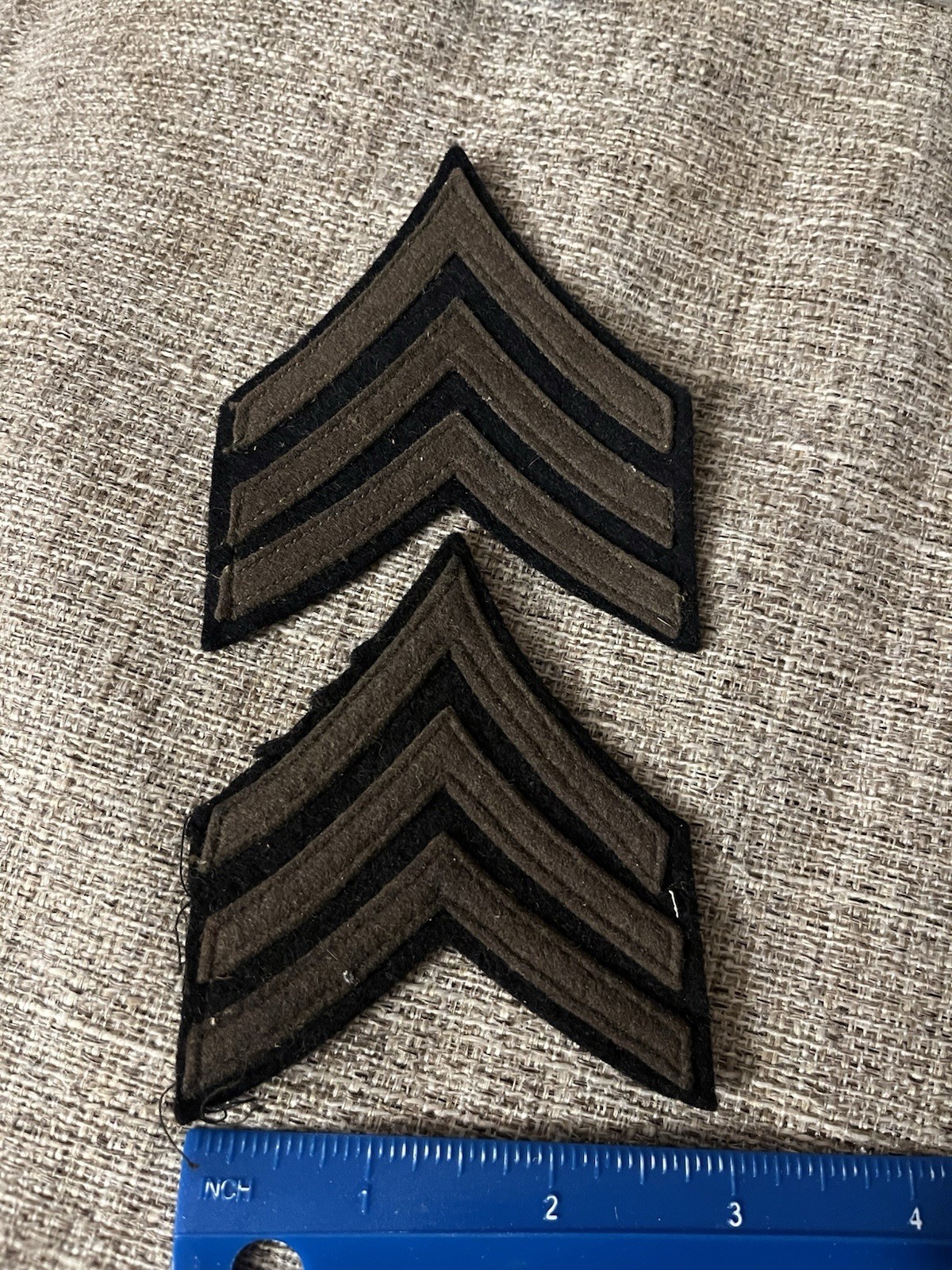 Pair Of WWII Army Felt Sergeant Enlisted Rank Patches INV16809