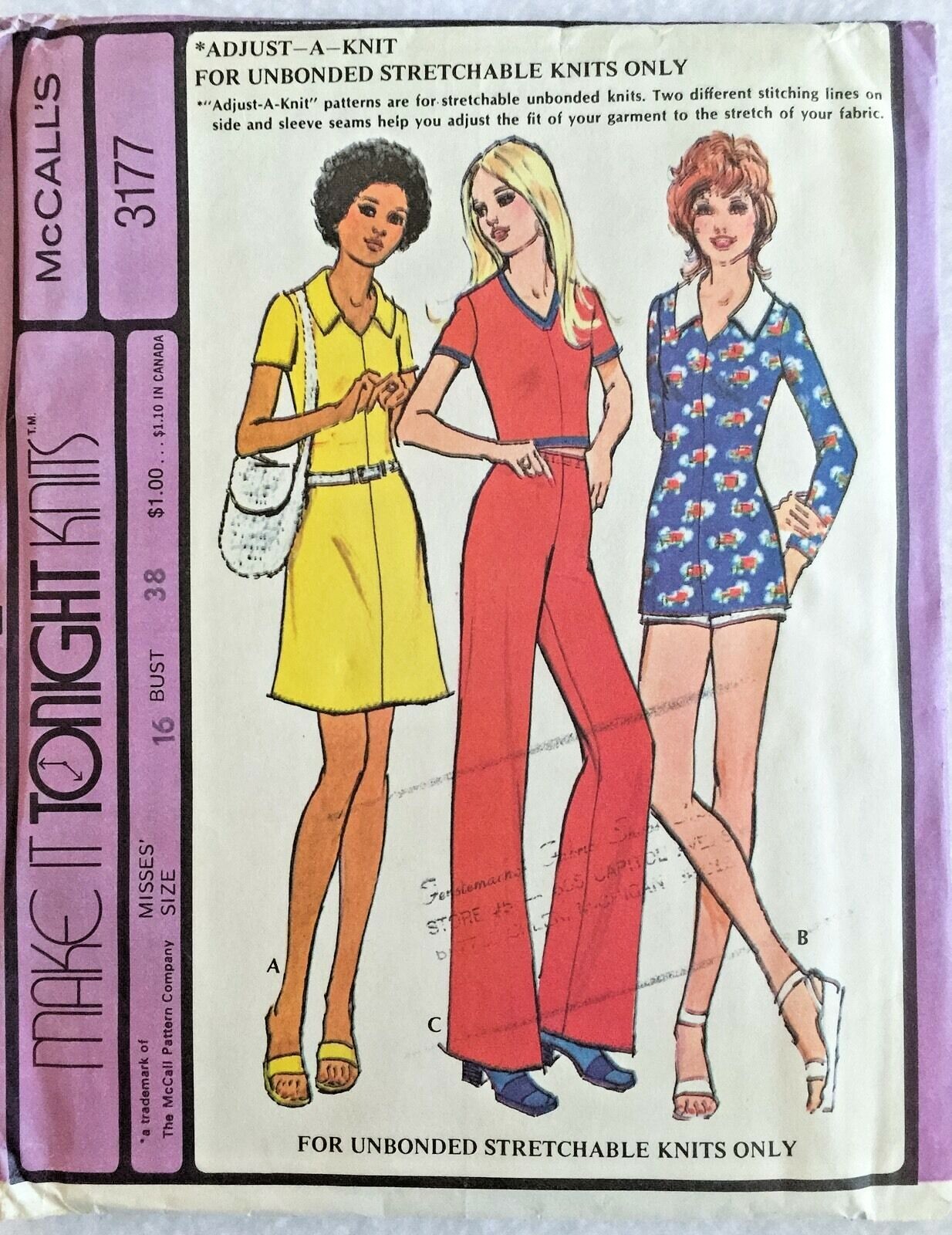 Vintage 1972 McCalls Sewing Pattern Size 16 Separates Knits 3177 UNCUT!!