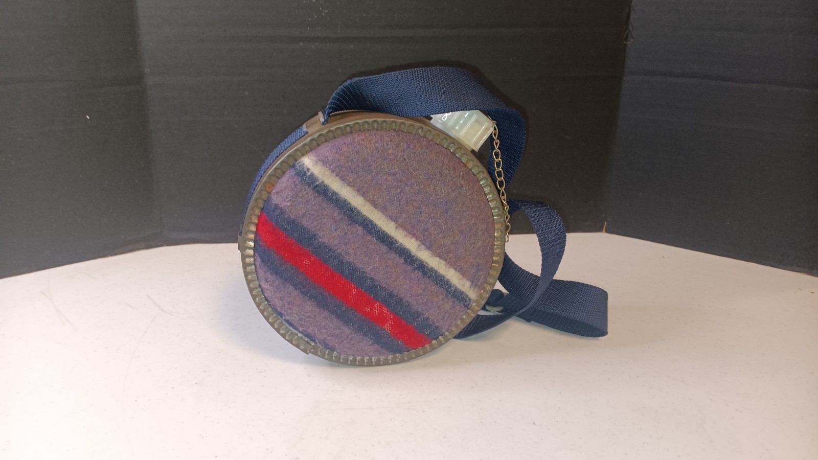 Vintage Camping Canteen With Striped Wool Cover