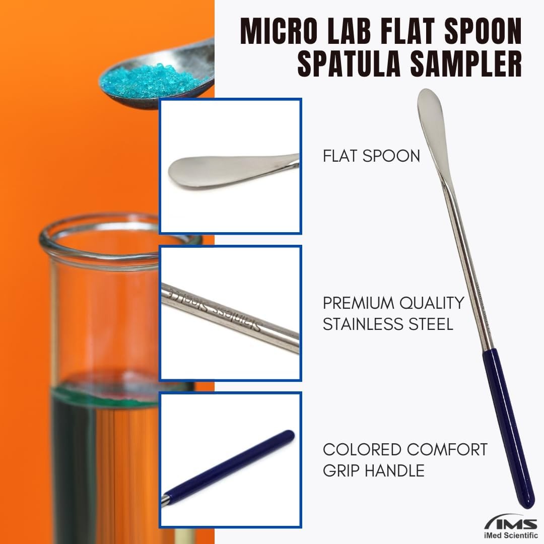 Multipurpose Micro Lab Flat Spoon 8-inch Stainless Steel Spatula Sampler