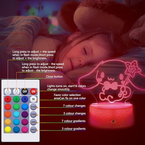 16 Colors Night Light 3D Illusion Table Lamp with Touch & Remote Control