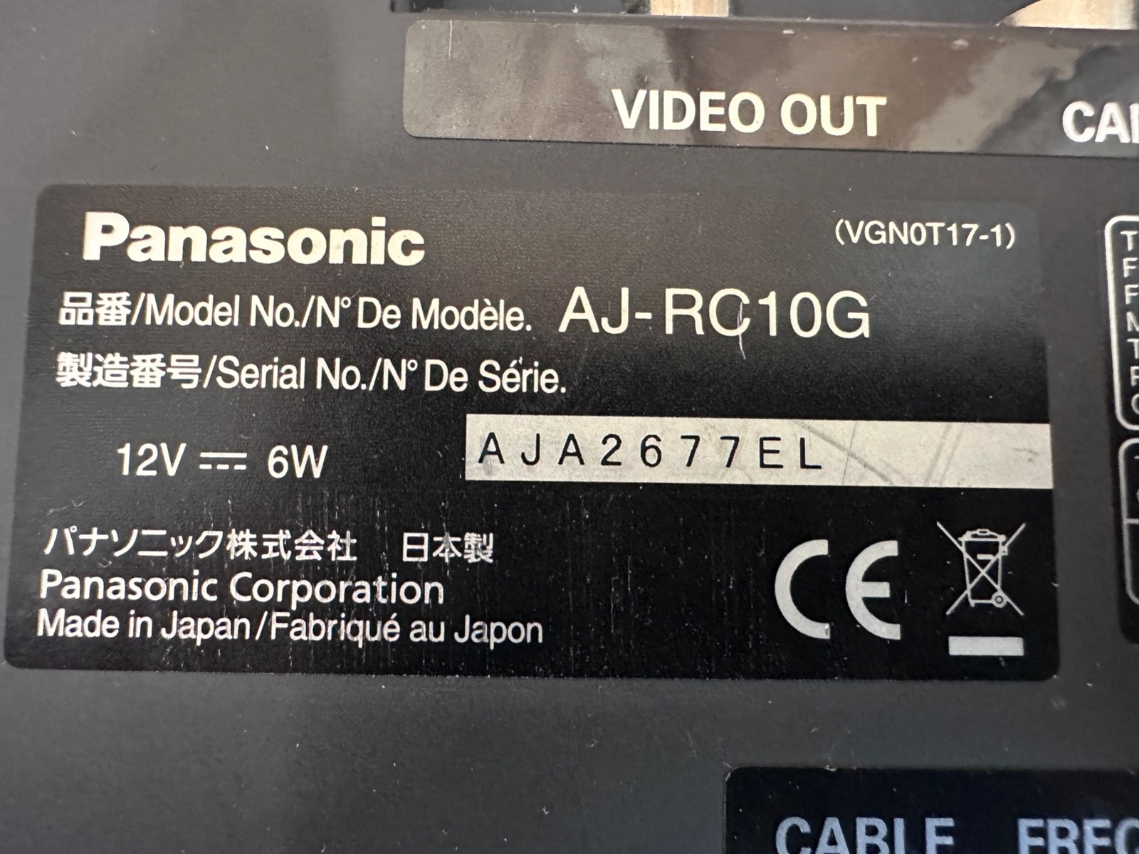Panasonic AJ-RC10G Panasonic Camera Remote - three available