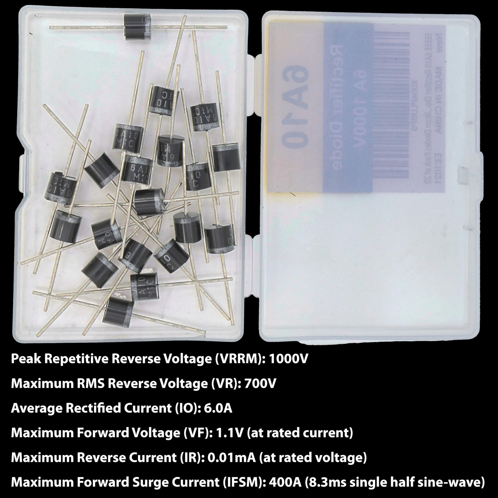 6A10 Diode Rectifier Diode 1000 Volt 6 Amp Electronic Silicon Diodes high-Cur...
