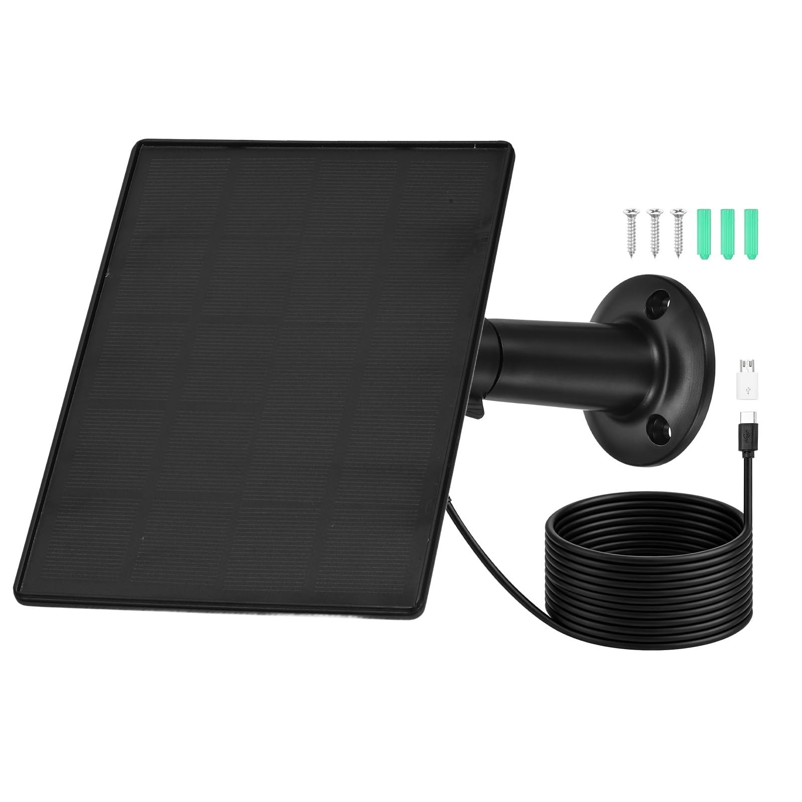 1 Pack of 5V 2W Solar Panel, 360° Rotation IP65 Waterproof Dual -/Micro USB 9...