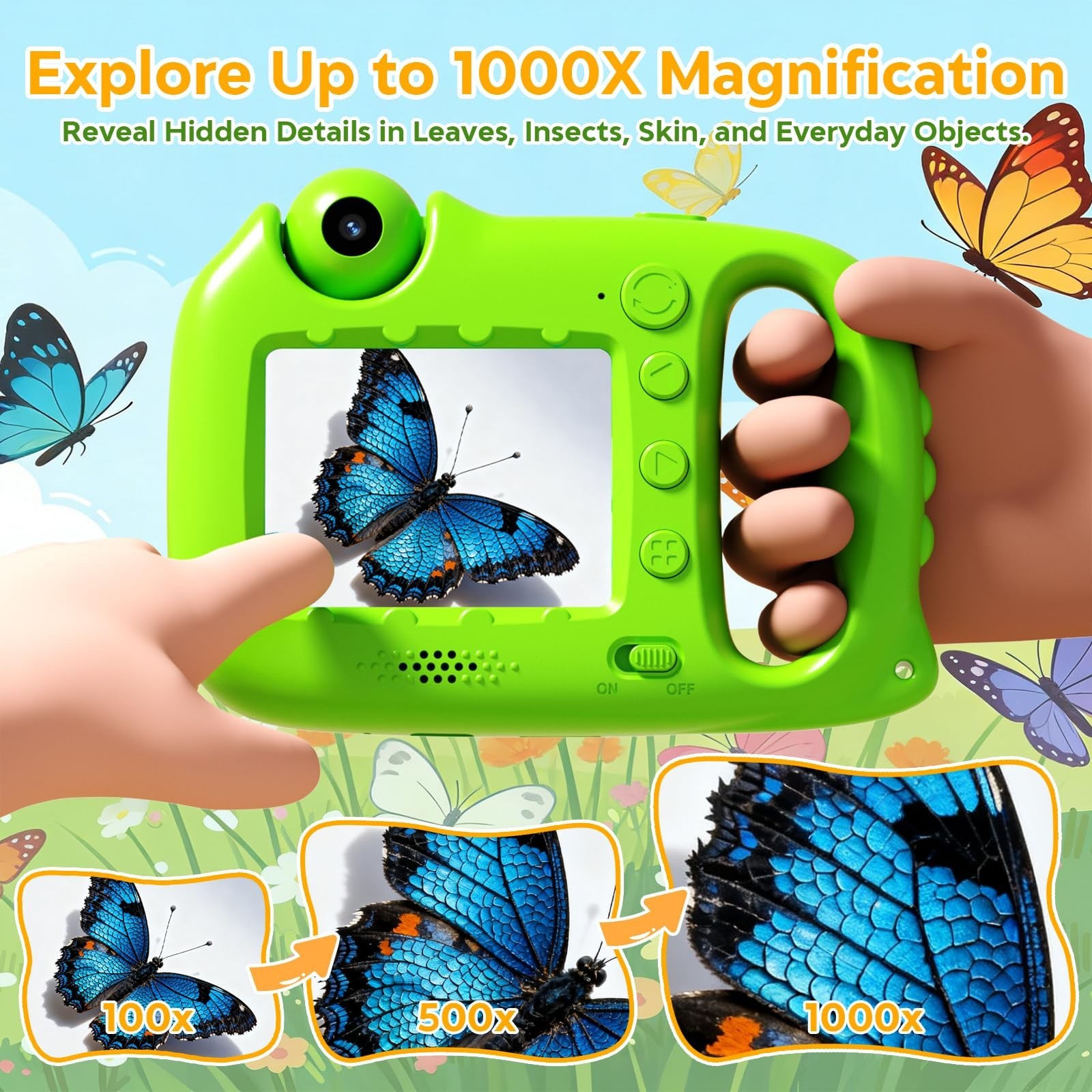 Microscope for Kids, 1000X Handheld Digital Microscope with 2.4" IPS Screen,...