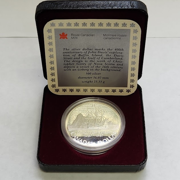 1987 Detroit De Davis Strait .500 Proof Silver Dollar