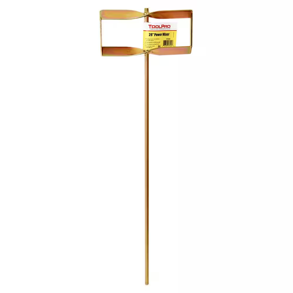 28 In. Zinc Plated Drywall Mud Mixer with Pail Saver Tip and 3/8 In. Hex Shaft