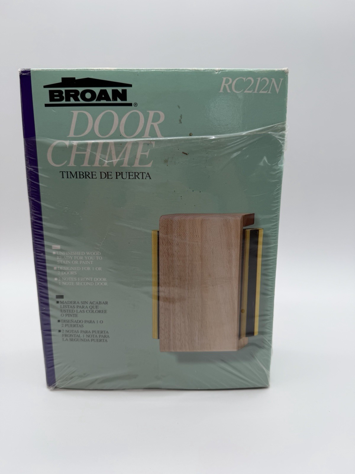 Broan Door Chime RC212 Real Wood Two Tone Vintage Doorbell Kit 2 Note Front Door