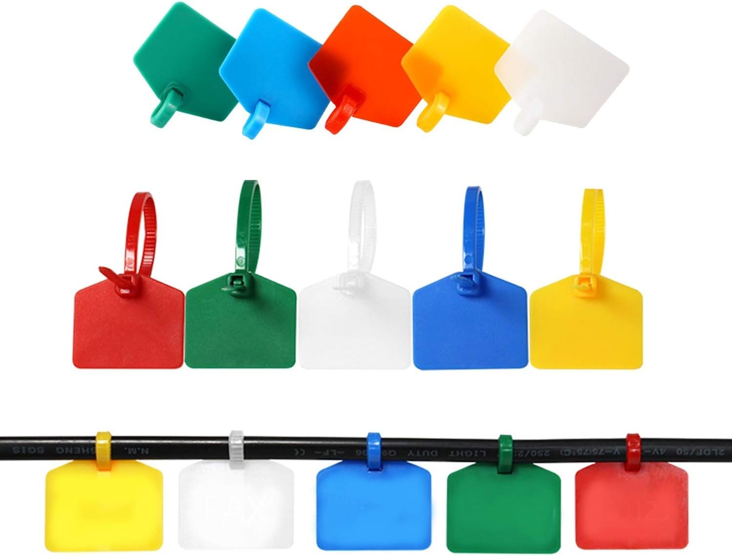 Cable Zip Tie with Tag,Wire Ties Label,100 Pcs Plastic Multicolor