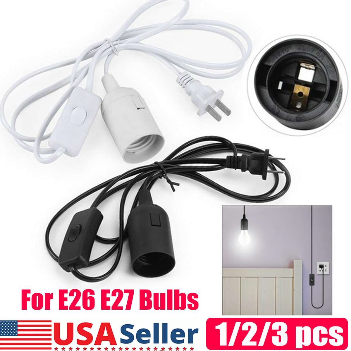 Extension Hanging Lantern Pendant Lamp Cord E26/E27 Light Bulbs Socket w/ Switch