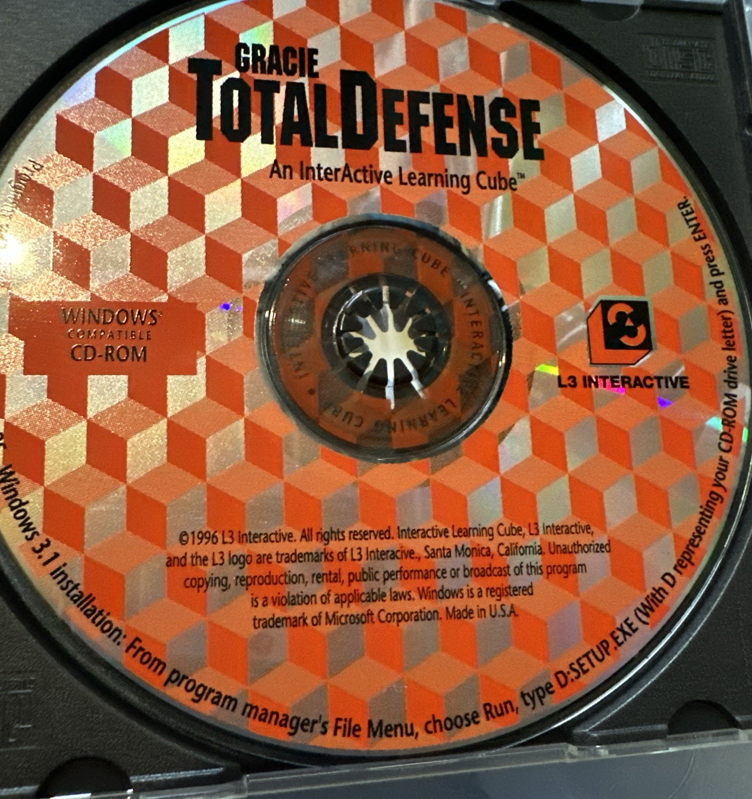 Gracie Total Defense CD Room 1996 Interactive Learning Cube Great Condition