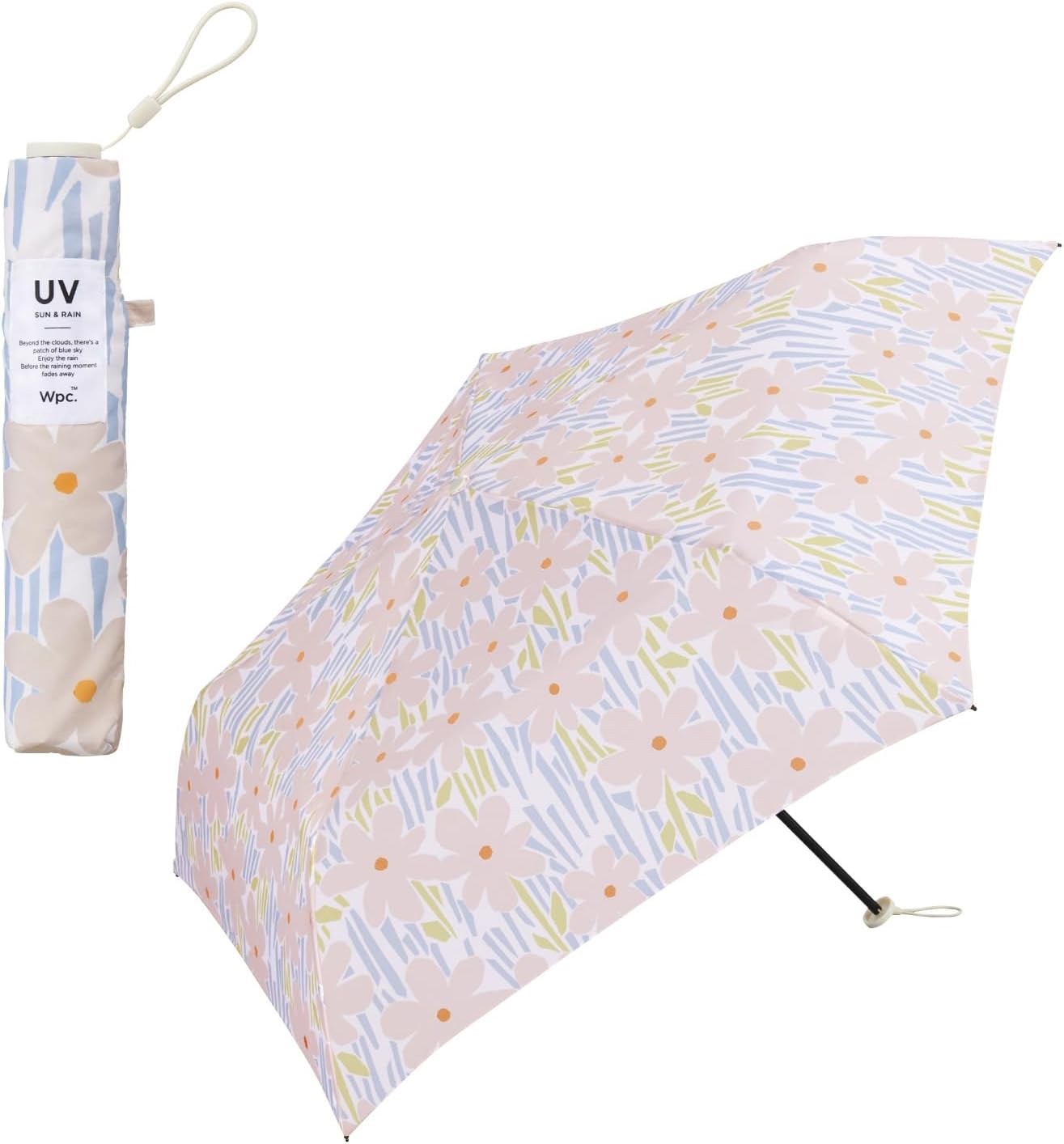 Wpc UV Protection Umbrella for Sun&Rain Air-Light Flower&Stem Beige 55cm 115g