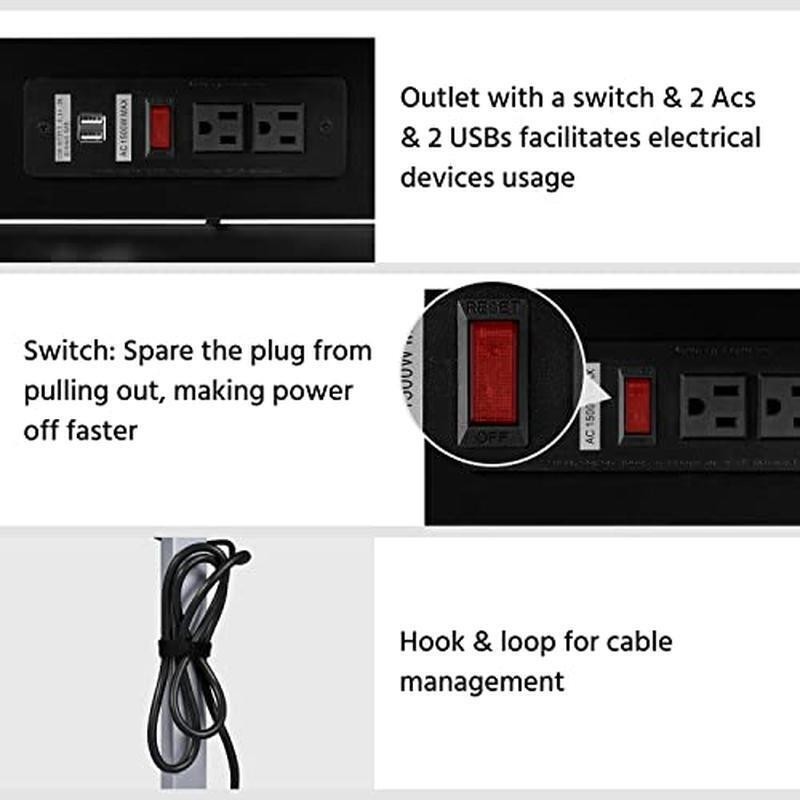 Mobile Laptop Desk W/ Power Outlet USB Ports Rolling Computer Table on Wheels
