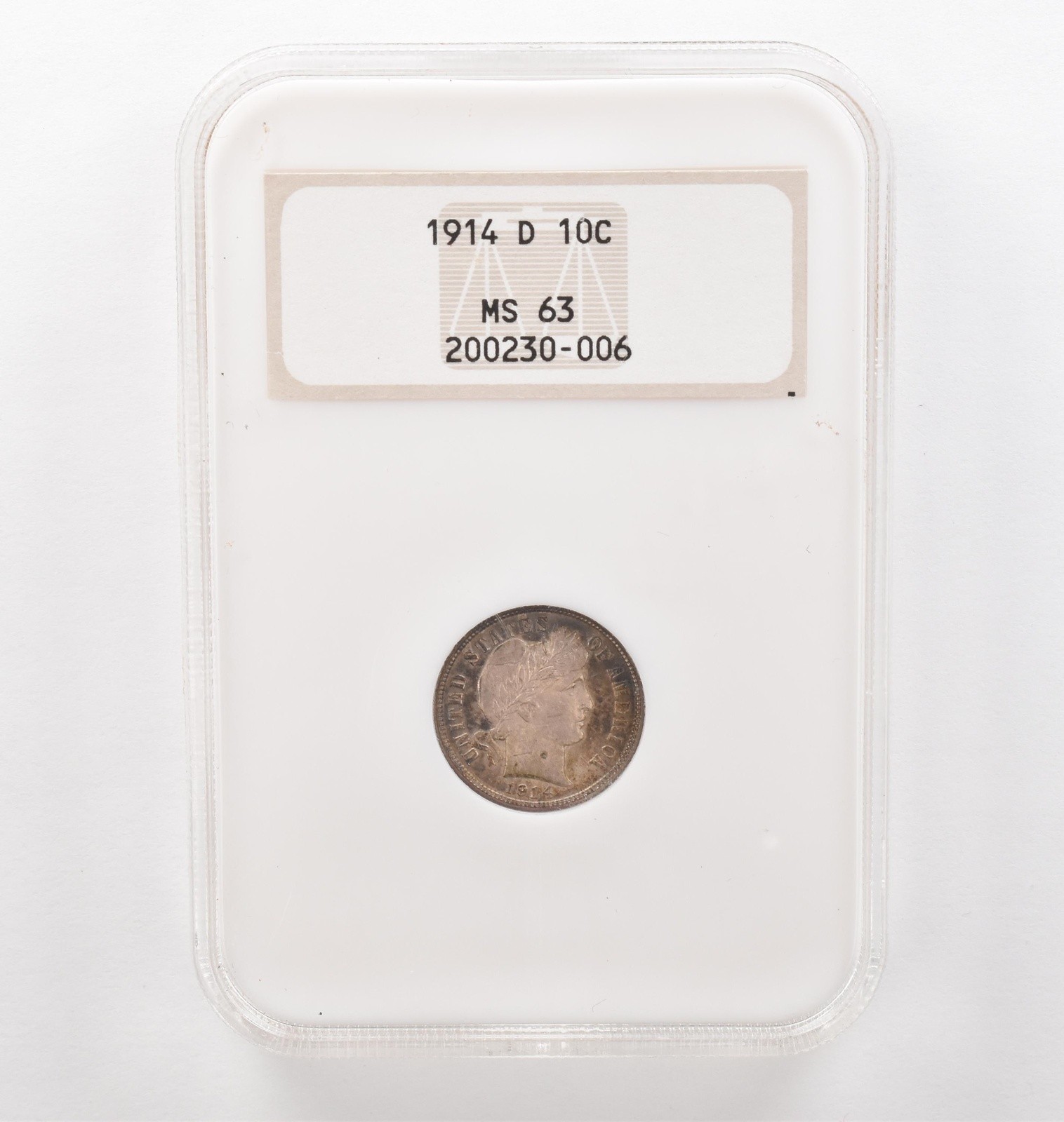 1914-D Barber Dime MS63 NGC PQ Beautiful Tone *6210