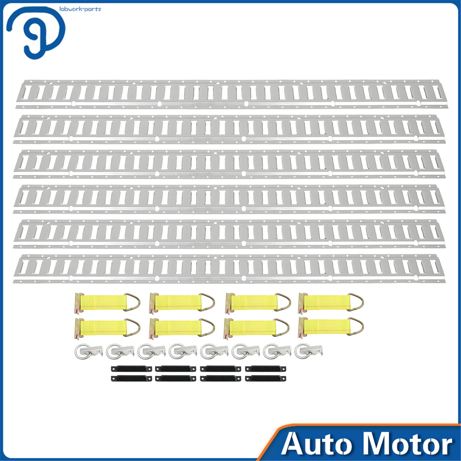 30 Piece E-Track Kit with 5' E Tie Down Rail End Covers O-Rings and Tie Straps