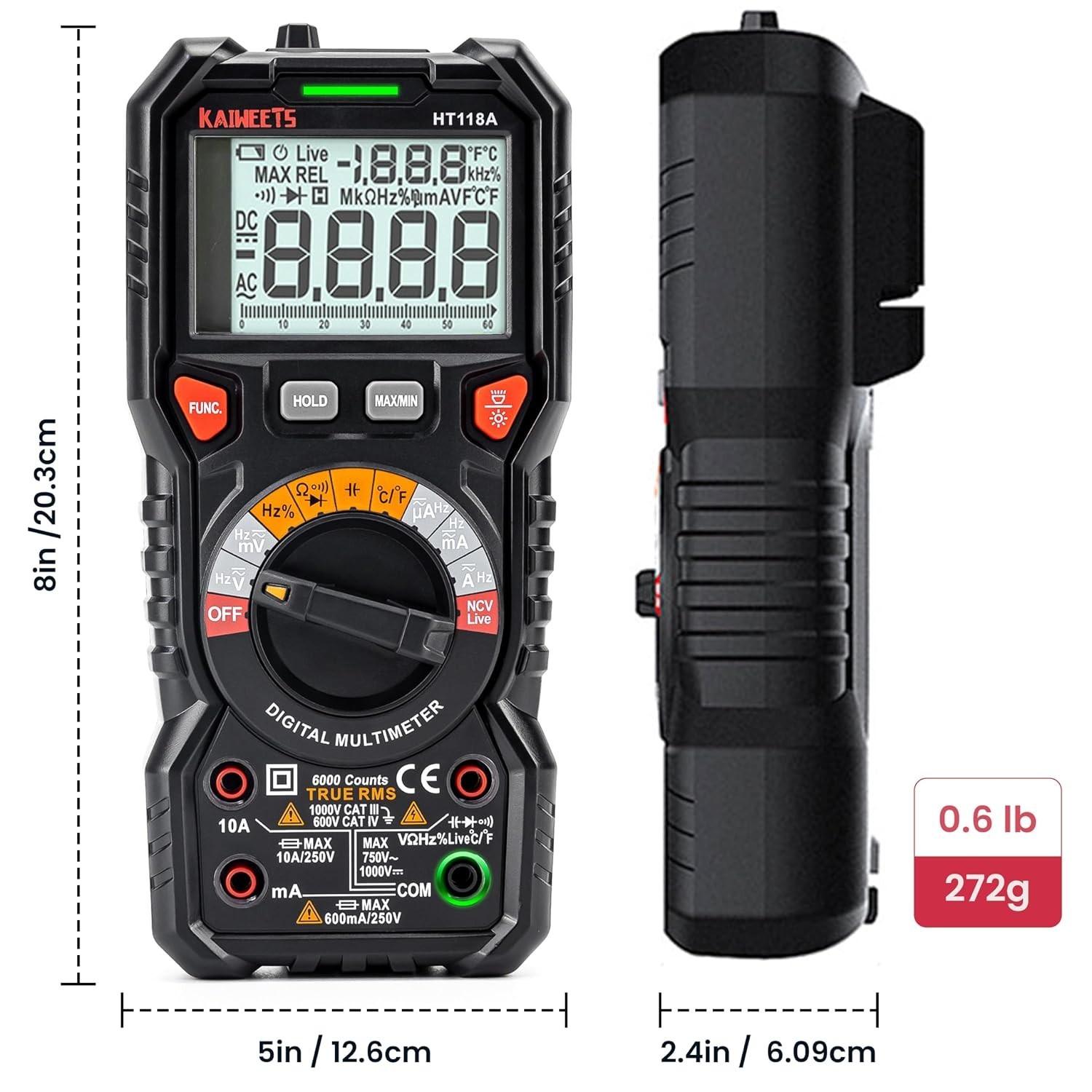 Compact Auto-Ranging Multimeter with LCD Display for Reliable Voltage & Current