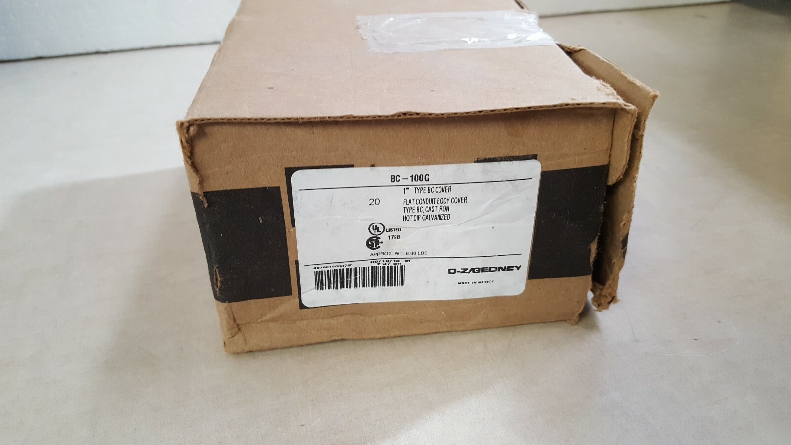 O-Z Gedney BC-100G Flat Conduit Body Cover, 1 in Hub, For Use With Conduit Body