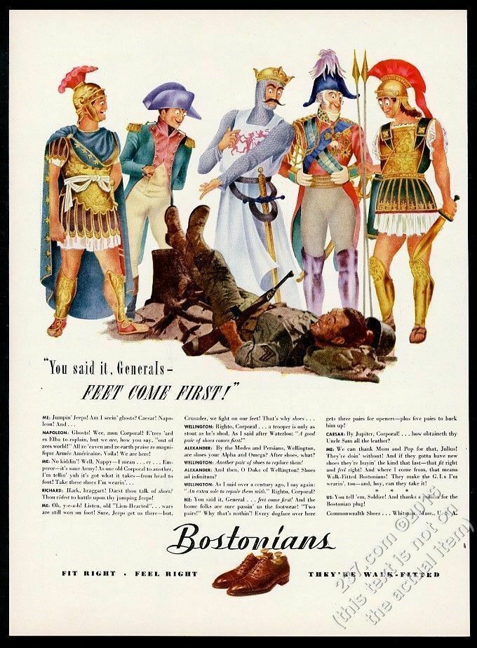 1944 Napoleon Alexander the Great Caesar ghost Bostonian army boots ad