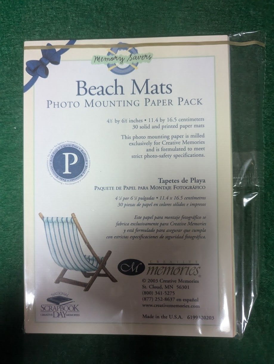Creative Memories Beach Mats Photo Mounting Paper Pack NEW
