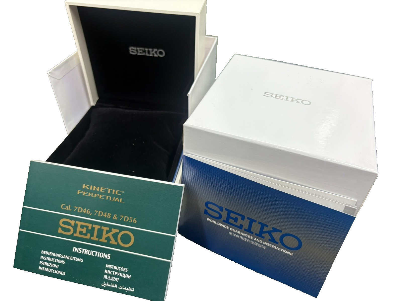 SEIKO Empty Watch Box w/ warranty card booklet  cal. 7D46  7D48 manual