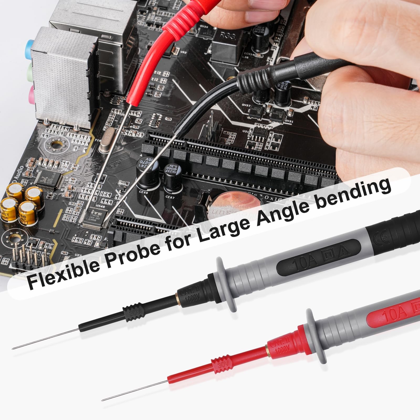 EDGELEC 28 Pcs Multimeter Test Leads Kit with Replaceable Gold-Plated red