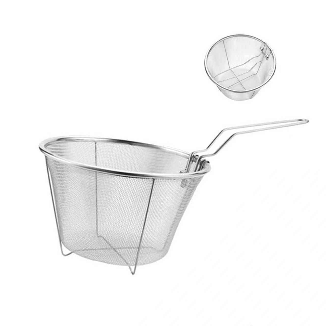 7 Inch Round Stainless Steel Deep Fryer Basket Foldable Handle Kitchen Tool