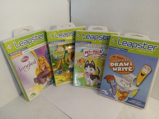 LeapFrog Leapster Game Lot of (4) Games, Tangled, Pet Pals, Diego, Learn to Draw