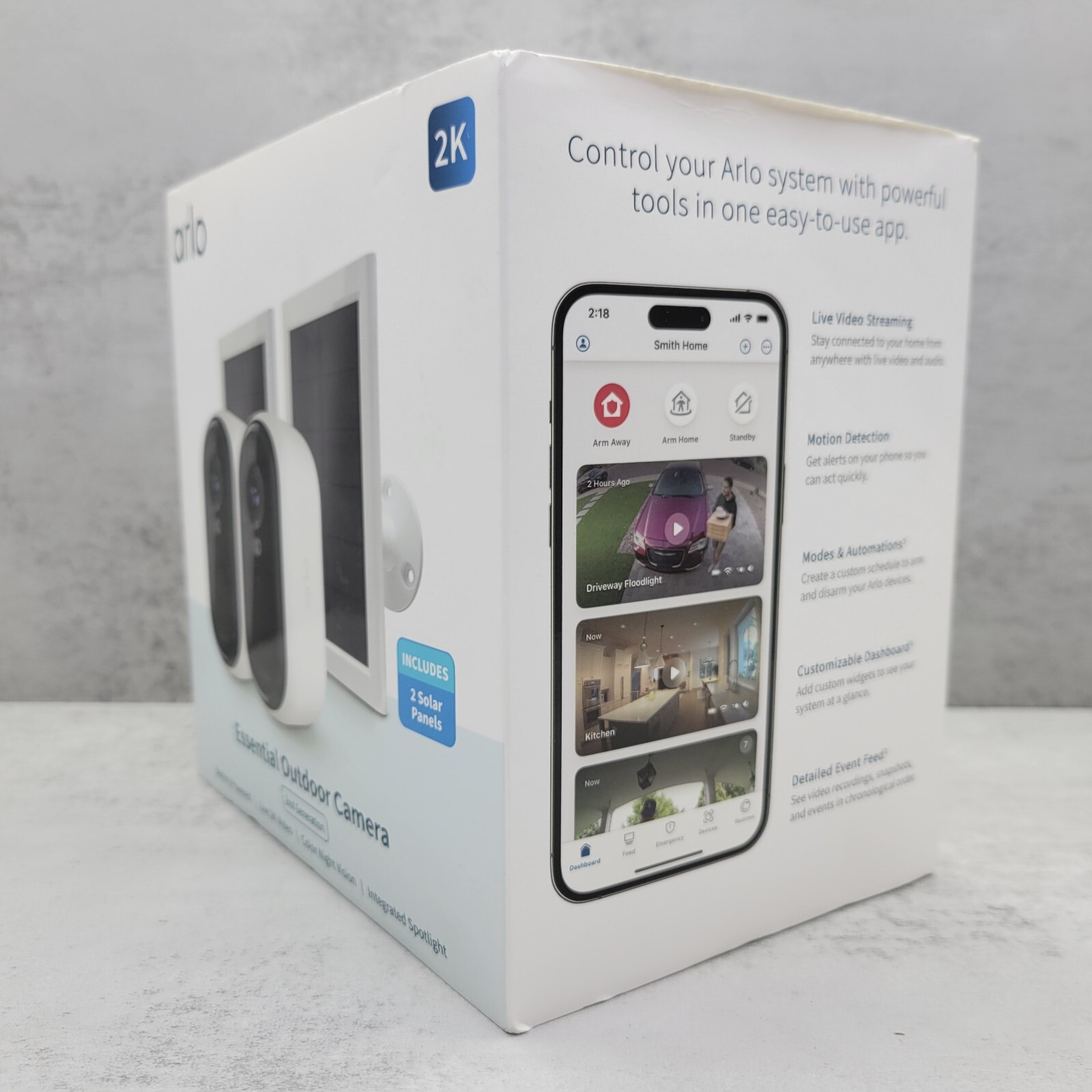 Arlo Essential 2K Outdoor Wireless Security 2 Cameras & 2 Solar (VMC3250-1SCNAS)
